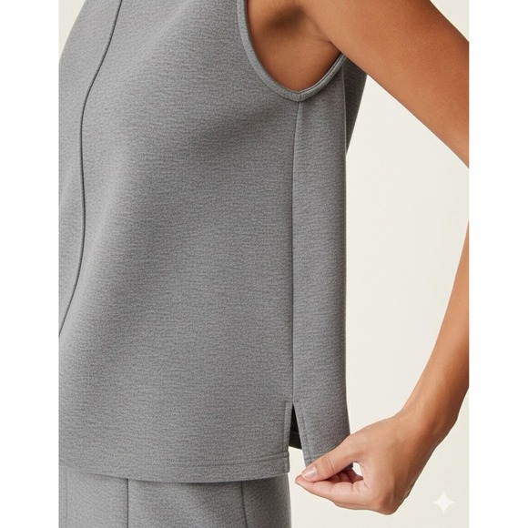 OGL FuzzLuxe  Split Hem Top Turtle Neck New Size Large Heather Grey - Picture 4 of 5